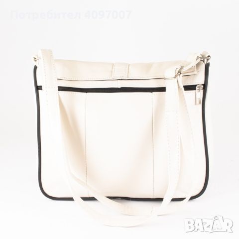 Черна стилна дамска чанта от естествена к. с капак - Elis, снимка 6 - Чанти - 46391230