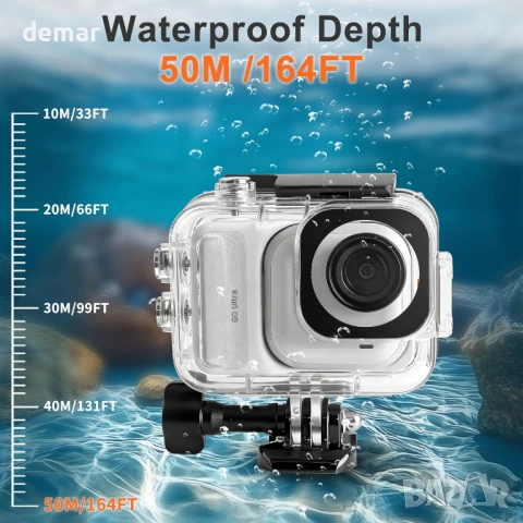 Водоустойчив калъф FitStill 50M за Insta 360 Go Ultra, подводен корпус, снимка 3 - Чанти, стативи, аксесоари - 53605907