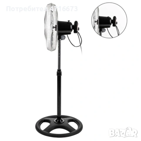 Вентилатор на стойка 16''Muhler FM-6136D 3in1, 50W, индустриален, на стойка, стена, под, снимка 3 - Вентилатори - 53193844