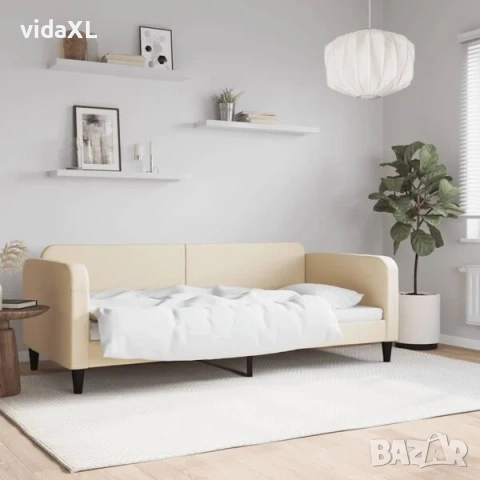 vidaXL Кушетка, кремава, 90x200 см, текстил(SKU:354037), снимка 2 - Секции и витрини - 53782158