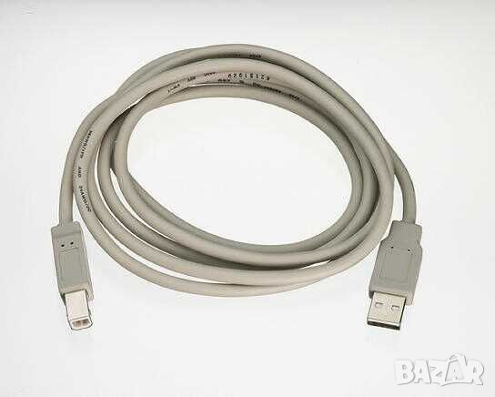 Кабел USB-A към USB-B, 1.8 м, Сив, снимка 1 - Кабели и адаптери - 46140755