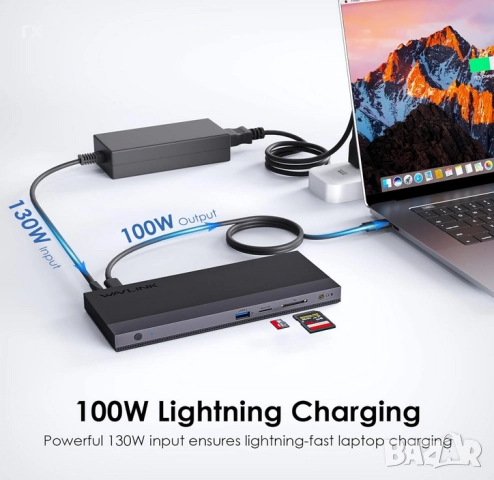 Wavlink WL-UMD01 докинг станция 3 дисплея, снимка 3 - Лаптоп аксесоари - 52451843