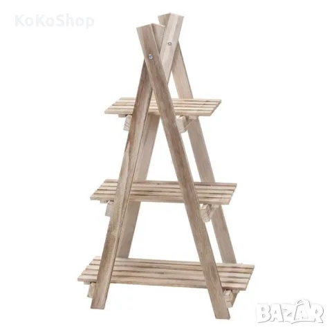 Дървен цветарник тип стълба – 3 нива,84 см., снимка 2 - Градински мебели, декорация  - 50419269