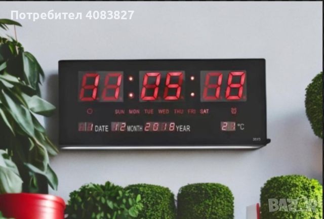 Цифров стенен LED часовник с показване на календар и температура, снимка 2 - Други - 45539903