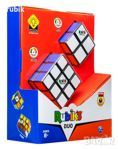 Комплект оригинални Рубик кубчета Rubik's Duo Pack (Куб 2x2x2 & Куб 3x3x3) - С цветни пластини