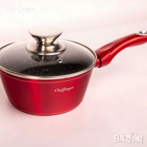 Комплект съдове за готвене Cheffinger от лят алуминий с мраморно покритие – 10 части, снимка 17 - Съдове за готвене - 53573403