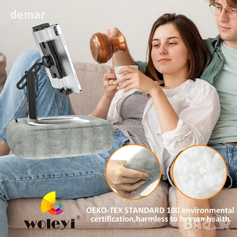 Поставка за таблет с възглавница, 360°, 4-13" таблети и телефони, сива, снимка 4 - Други стоки за дома - 52265041