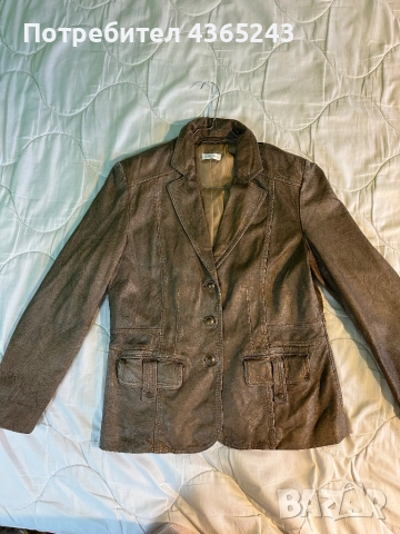 Мъжко яке от Естествена Кожа с кафяв и златист мотив Размер 44/ М