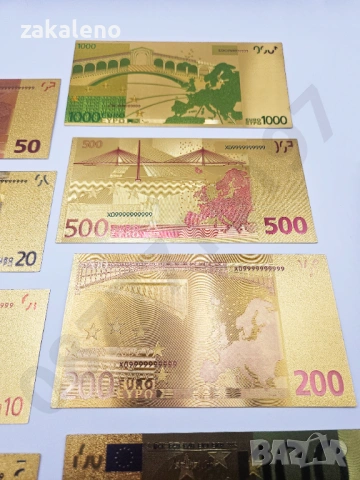 Лот 8бр златни банкноти/златна банкнота + сертификат - ЕВРО EURO, снимка 6 - Нумизматика и бонистика - 37570753