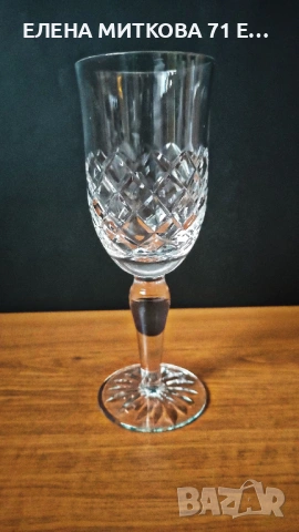 5 бр.масивни кристални чаши за вино с красива ромбовидна ръчна гравюра, снимка 5 - Чаши - 53420686