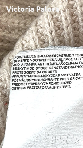 Луксозно дизайнерско пончо René Lezard – вълна и памук, асиметрия, черно/екрю, снимка 10 - Блузи с дълъг ръкав и пуловери - 53892069