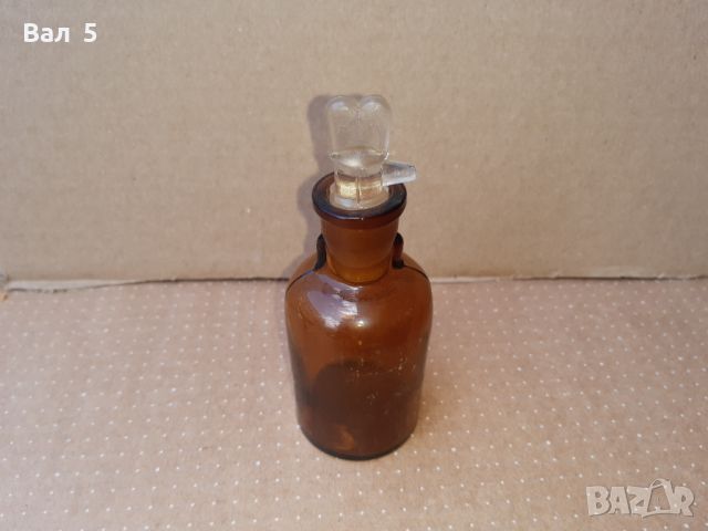 Старо аптекарско шише с капкомер . Аптекарска стъклария, снимка 4 - Антикварни и старинни предмети - 46257957