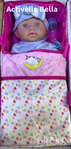 Кукла бебе с пълен комплект – Шише, пижама, легълце и аксесоари - 42 см - НА БЪЛГАРСКИ, снимка 11 - Кукли - 52559992