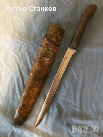 Стар овчарски нож с кания, каракулак, снимка 3 - Антикварни и старинни предмети - 54025590