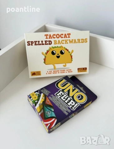 Настолни игри Tacocat spelled backwards и UNO flip експлодиращи котета, снимка 2 - Настолни игри - 52002148