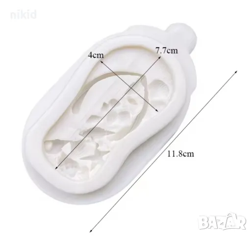 летен морски чехъл чехли с миди силиконов молд форма фондан шоколад гипс декор украса, снимка 4 - Форми - 50103756