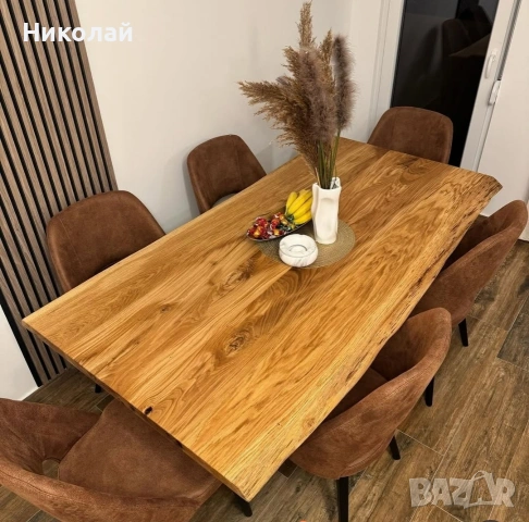 трапезна маса масив дъб с метални крака , снимка 4 - Маси - 53541444
