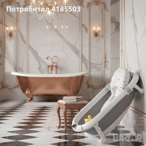 Сгъваема бебешка вана с термометър и възглавница, снимка 4 - Други - 53041055