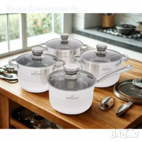 Комплект тенджери Bohmann 16см/18см/20см/22см, Неръжд.стомана, снимка 4 - Съдове за готвене - 49652376