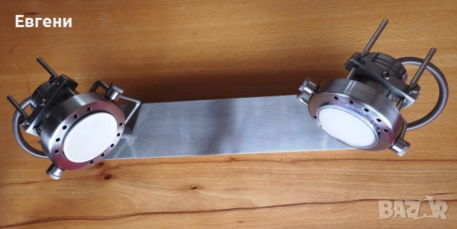 Двоен иноксов аплик (за стена или таван)с индустриален дизайн, снимка 3 - Лампи за стена - 52091534