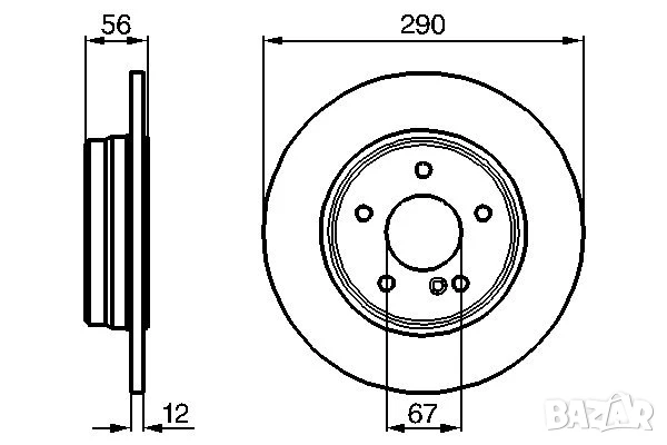 Диск спирачен заден дeсен/ляв за MERCEDES E T-MODEL(S210)2.0-4.3 06.96-03.03г. № M2747P, снимка 3 - Части - 50693788