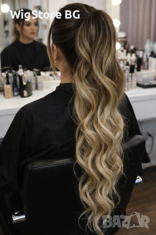 80см руса опашка на кичури и къдрици с щипка