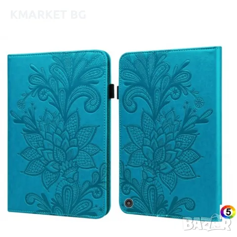 Amazon Kindle Fire HD 10 2021 / HD 10 Plus 2021 Flower Кожен Калъф и Протектор, снимка 7 - Калъфи, кейсове - 46977526