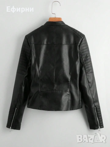 Черно кожено яке, Черно яке еко кожа, Мотористко кожено яке, Елегантно яке еко кожа, снимка 3 - Якета - 51064618