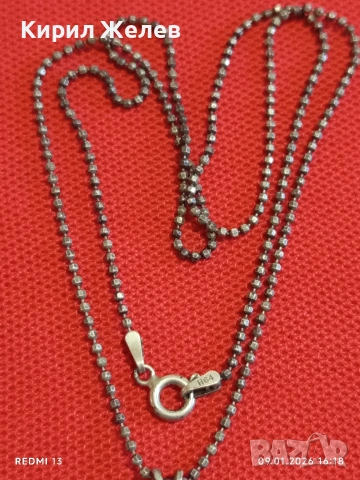 Артистичен сребърен ланец с висулка инкрустирани Аквамарин и кристал Етно Арт бижу 49972, снимка 4 - Колиета, медальони, синджири - 53045301