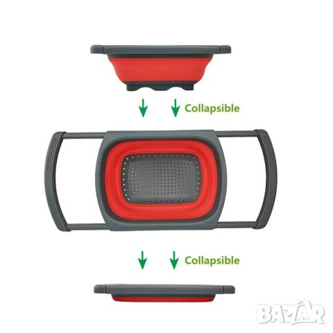 Сгъваема правоъгълна кошница за измиване и изцеждане на плодове и зеленчуци / Размери на решетъчната, снимка 1 - Аксесоари за кухня - 46738832