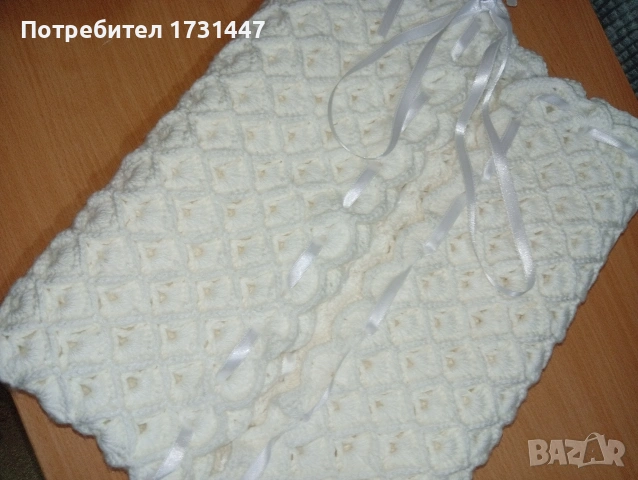 Продавам плетено бебешко одеяло , снимка 2 - Спално бельо и завивки - 53672804