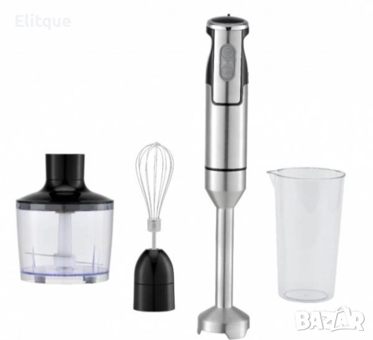 Пасатор с чопър, 1500W, метален накрайник с колба 0.7л., приставка за разбиване, инокс с черно, снимка 4 - Друга електроника - 52852142