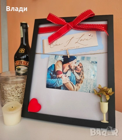 Ръчно изработена 3д рамка подарък за Св.Валентин , снимка 2 - Декорация за дома - 53306314