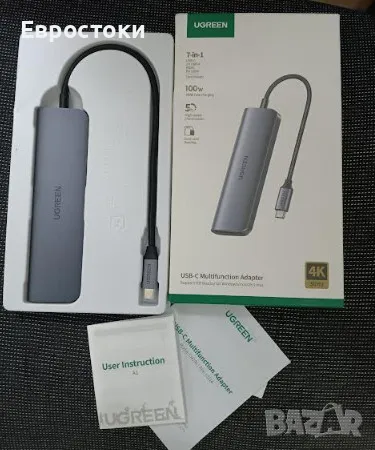 UGREEN Revodok 1071 USB C 7-в-1, USB C докинг станция, 4K HDMI, 100W PD зареждане, USB-C & 2 х USB-A, снимка 8 - Кабели и адаптери - 49364775