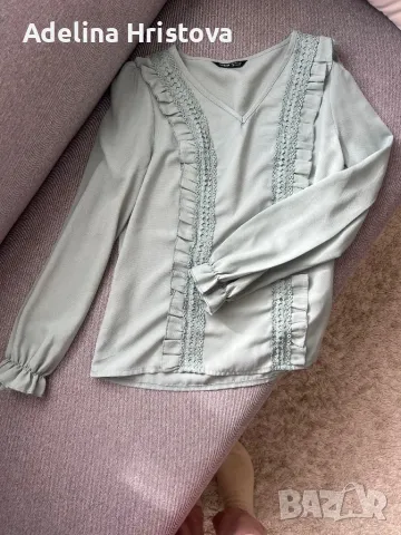 Нежна ментова блуза Shein с широки ръкави