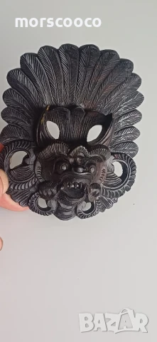 Стара ръчно резбована маска - Баронг , снимка 3 - Антикварни и старинни предмети - 51179583