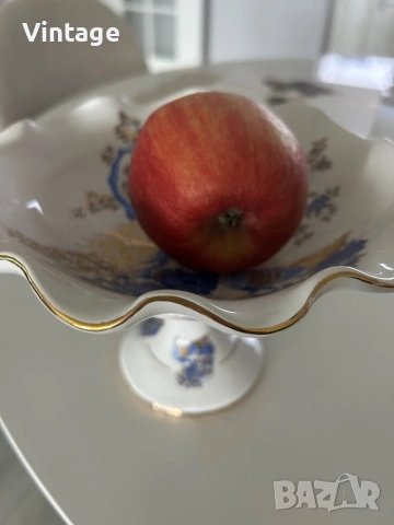 Порцеланова бонбониера/ фруктиера с 24к Gold