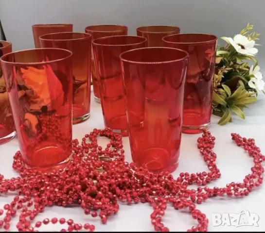 9 бр Чаши цветно стъкло - Франция., снимка 5 - Чаши - 48896131