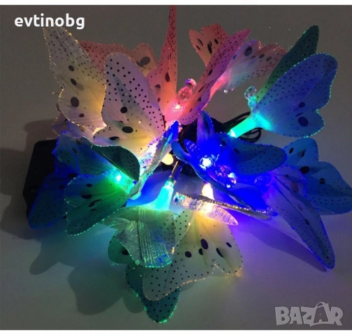 Верига от LED лампички за градината  с пеперуди, 12 лампи, снимка 6 - Градински мебели, декорация  - 53857943