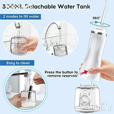 Нов Устен Душ 5 Режима, 360° Дюза, IPX7, 300мл Пътуване Устна хигиена, снимка 3 - Тримери - 50240003