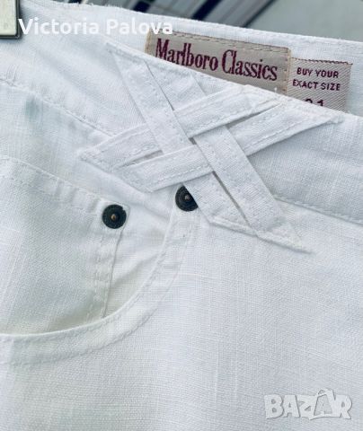 Ленен панталон широк крачол MARLBORO CLASSICS оригинал, снимка 8 - Панталони - 45101528