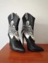 №36 дамски кожени боти ботуши със змийска кожа и кристали, висок тънък ток и остър връх, снимка 2