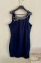 Елегантна къса синя рокля с камъчета, снимка 1 - Рокли - 45207680