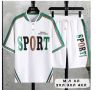 Спортен летен мъжки комплект в бяло и зелено, снимка 1 - Спортни дрехи, екипи - 45446385