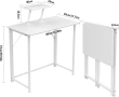 Сгъваема маса със стойка за монитор, бяла, компютърна 80 x 45 x 75 см,, снимка 4