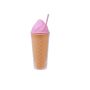 Чаша за свежи напитки, форма на сладолед, розов, 450мл, снимка 1 - Чаши - 45729074
