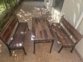 Комплект градинска маса с 2 броя пейки , снимка 4