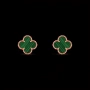 Van Cleef & Arpels VCA Rose Gold Green Malachite Vintage Alhambra Дамски Обеци, снимка 8