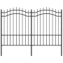 vidaXL Градинска ограда с пики черна 190 см прахово боядисана стомана（SKU:151082