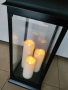 Соларна лампа - LED, фенер в черно с 3 бр. свещи, снимка 1
